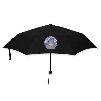 lesender Geist mit lila gestreiftem Hintergrund - Regenschirm (klein) - Schwarz - Vorne
