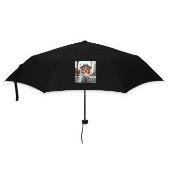 Dog LA hipster - Regenschirm (klein) - Schwarz - Vorne