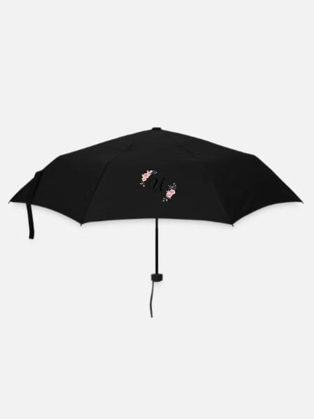 Lettre u florale rose - Parapluie standard - noir