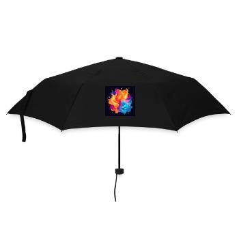Bunter Wirbel - Regenschirm (klein) - Schwarz - Vorne