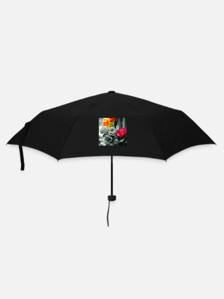 Blumen - Regenschirm (klein) - Schwarz