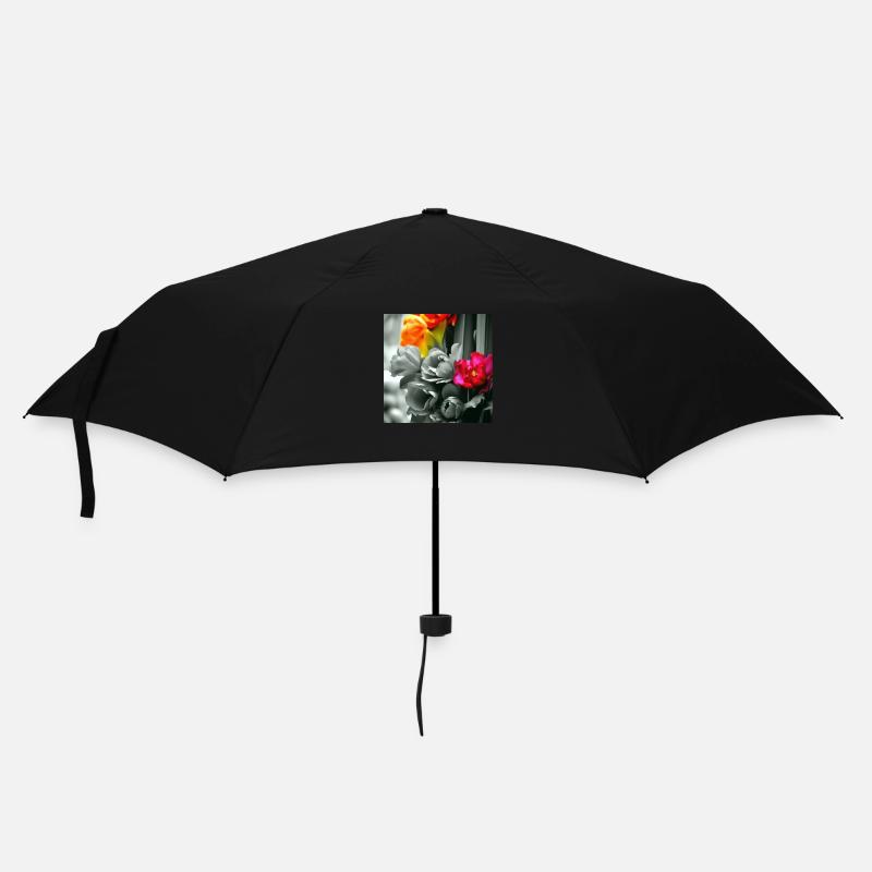Blumen - Regenschirm (klein) - Schwarz
