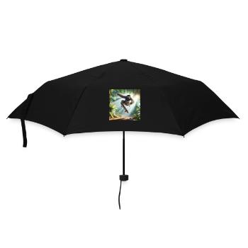 Faultier Wanderer Skateboarder - Regenschirm (klein) - Schwarz - Vorne