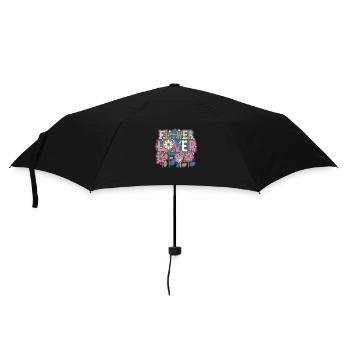 Amateur de fleurs Coloré Floral Design texte Art - Parapluie standard - noir - Devant