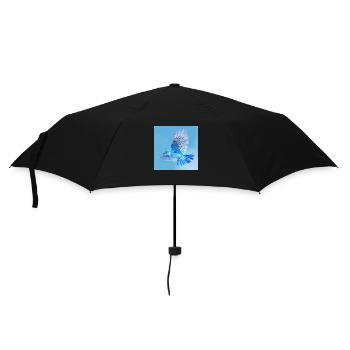 blue songbird in flight blue background - Umbrella (small) - black - Front