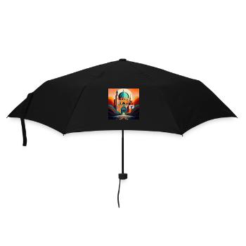 Artistic Mosque Under Sunset: Bold Islamic Design - Umbrella (small) - black - Front