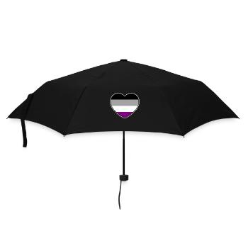 Herz in den Farben der asexuellen Flagge - Regenschirm (klein) - Schwarz - Vorne