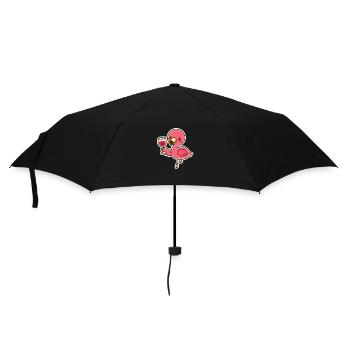 Cute Flamingo with wine glas - Regenschirm (klein) - Schwarz - Vorne