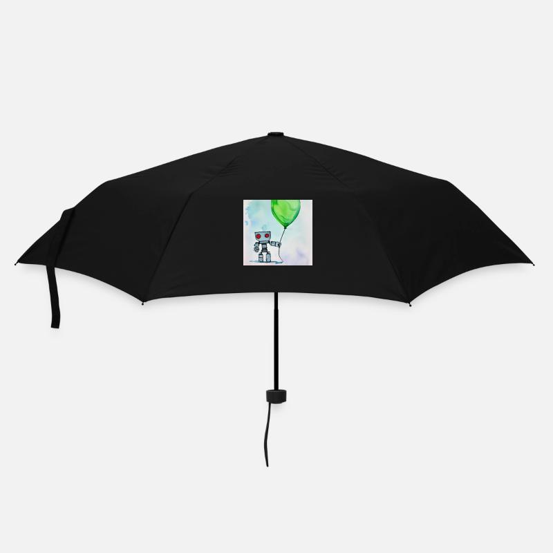 Roboter mit Ballon - Regenschirm (klein) - Schwarz