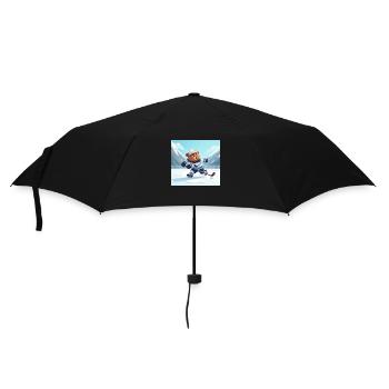Polar bear playing hockey in winter - Umbrella (small) - black - Front