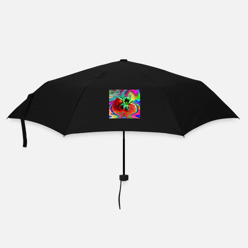 Erdbeere - Regenschirm (klein) - Schwarz