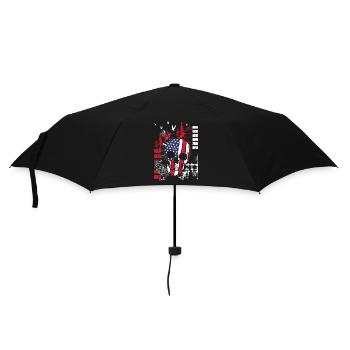 Tattoo Modern Rot Horror - Regenschirm (klein) - Schwarz - Vorne