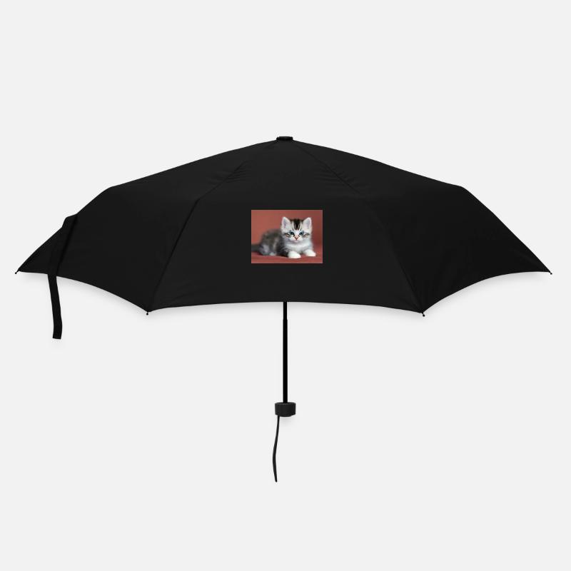 Blauäugiges Kätzchen - Regenschirm (klein) - Schwarz