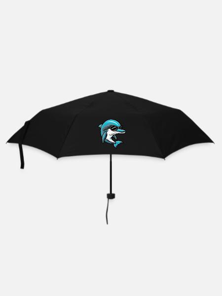 Delfin Tier - Regenschirm (klein) - Schwarz