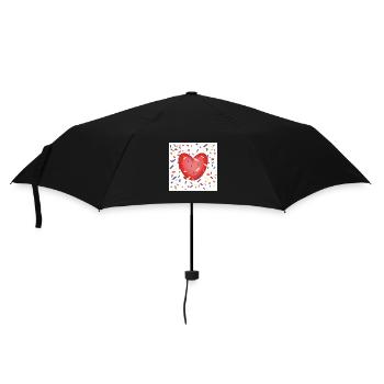 Herz und noch mal Herz mit viel Konfetti. - Regenschirm (klein) - Schwarz - Vorne