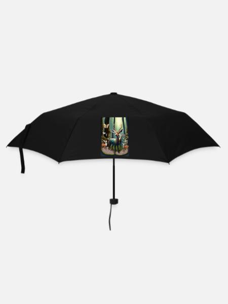 Rehkitze mit Schmetterlinge - Regenschirm (klein) - Schwarz