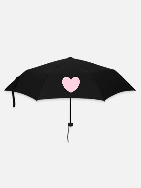 rosarotes Herz Herz rosa Geschenk Valentinstag - Regenschirm (klein) - Schwarz