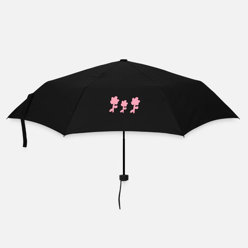drei blumen pflanzen blume symbol rosa - Regenschirm (klein) - Schwarz