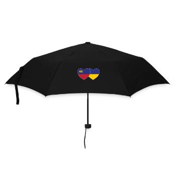 Liechtenstein Ukraine Flagge Herz - Regenschirm (klein) - Schwarz - Vorne