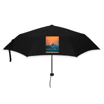 surfer riding on waves - Regenschirm (klein) - Schwarz - Vorne