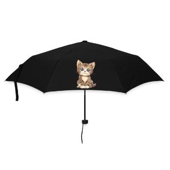 Niedliches Kätzchen - Regenschirm (klein) - Schwarz - Vorne
