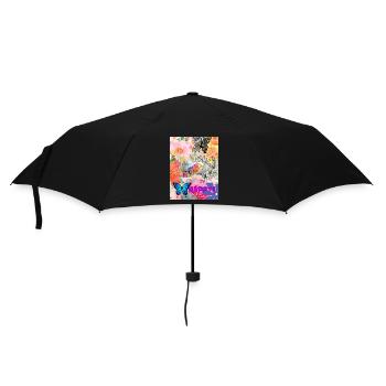 HAPPY FLOWER POWER and little bird! - Regenschirm (klein) - Schwarz - Vorne