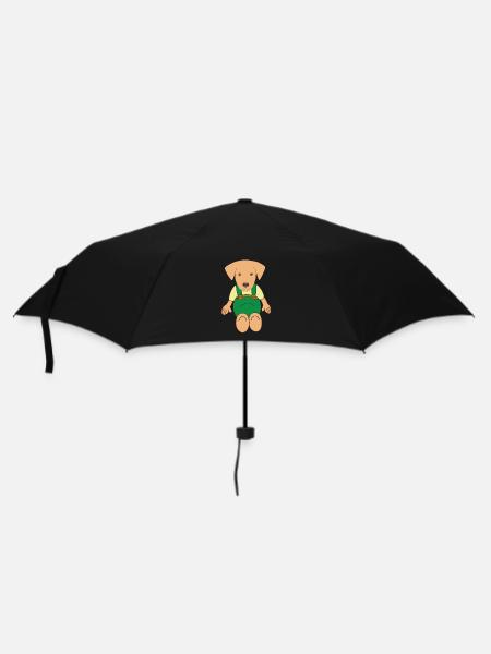 Kleiner niedlicher Hund Zeichnung Kind Kinder Baby - Regenschirm (klein) - Schwarz