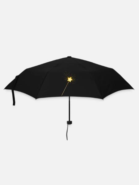 goldener Sternen Zauberstab für Feen zum zaubern - Regenschirm (klein) - Schwarz