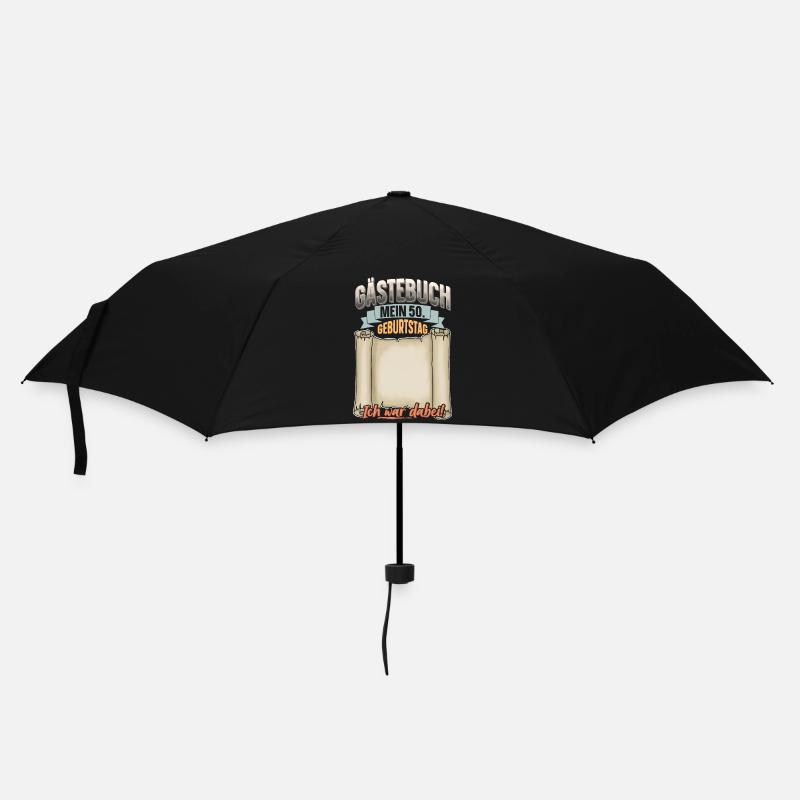 50. Geburtstag Gästebuch - Regenschirm (klein) - Schwarz