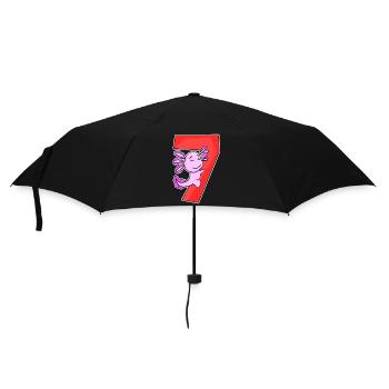 7 years old - 7th birthday with animal motif - Umbrella (small) - black - Front