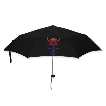 Totenkopf mit Hörnern - Regenschirm (klein) - Schwarz - Vorne