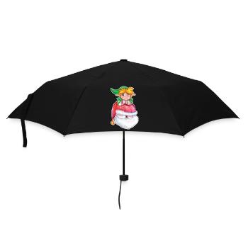 Kawaii Santa & Elf - Regenschirm (klein) - Schwarz - Vorne