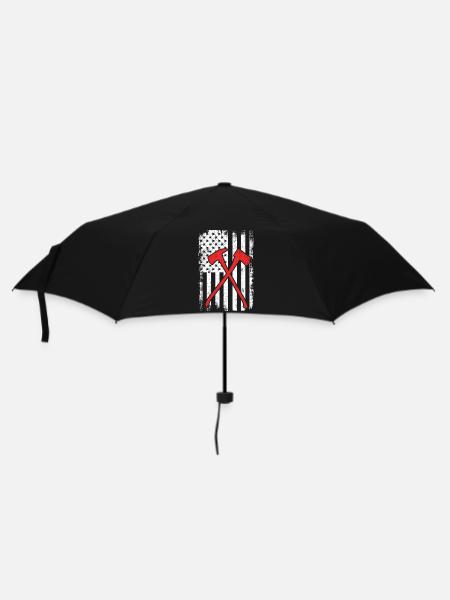 USA Feuerwehr - Regenschirm (klein) - Schwarz