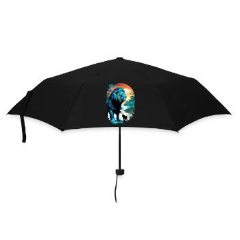 Lion, Lion Cub and Jungle - Umbrella (small) - black - Front