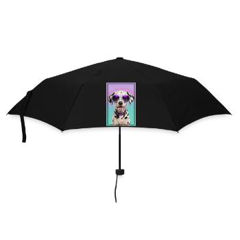 Cute dalmatian puppy with sunglasses - Umbrella (small) - black - Front