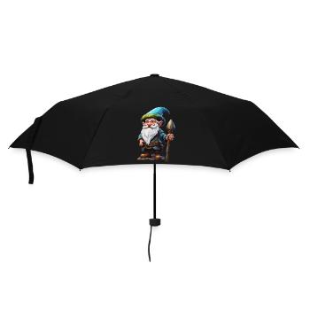 Gartenzwerg / Märchenland / Kobold / Gnom / Logo - Regenschirm (klein) - Schwarz - Vorne