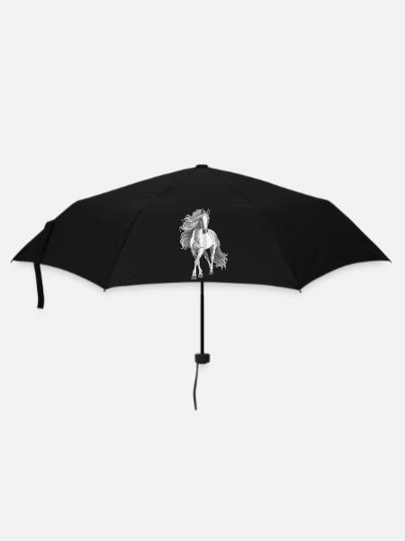 Pferd - Regenschirm (klein) - Schwarz