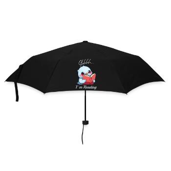 Vogel mit Buch - Regenschirm (klein) - Schwarz - Vorne