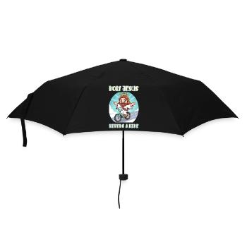 Holy Jesus riding a bike - Umbrella (small) - black - Front