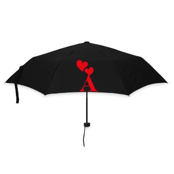 Red Heart Letter - Umbrella (small) - black - Front