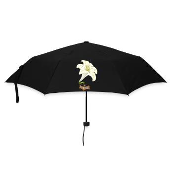Lily as Gramophone – Nostalgic Floral Design - Umbrella (small) - black - Front