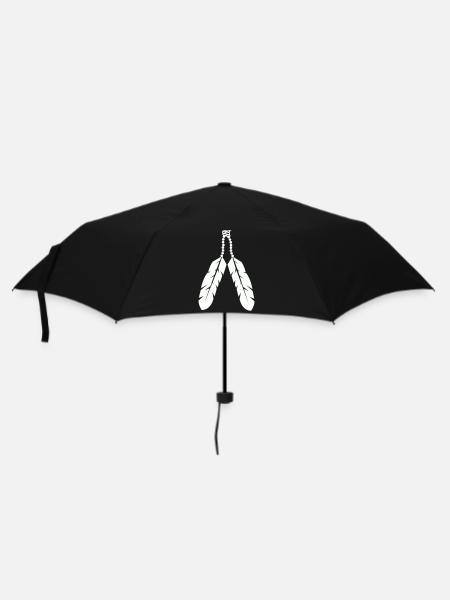 Indigeneischer Federanhänger Design - Regenschirm (klein) - Schwarz