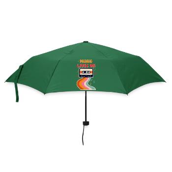 Retro Kassettenshirt – Musik lebt weiter Vintage - Regenschirm (klein) - Flaschengrün - Vorne
