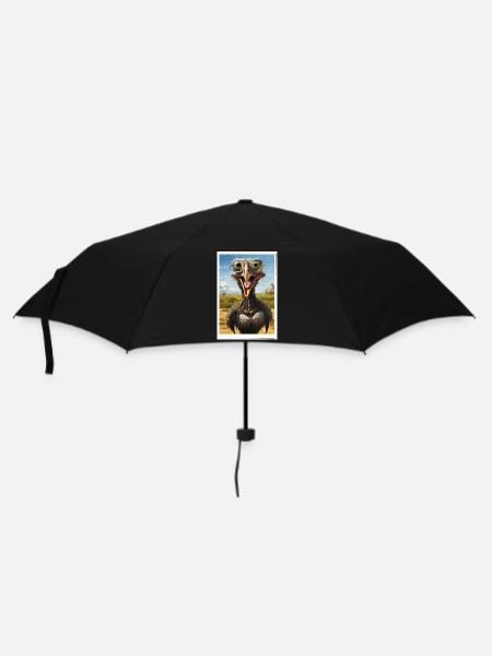 Funny-Strauß in der Wüste - Regenschirm (klein) - Schwarz