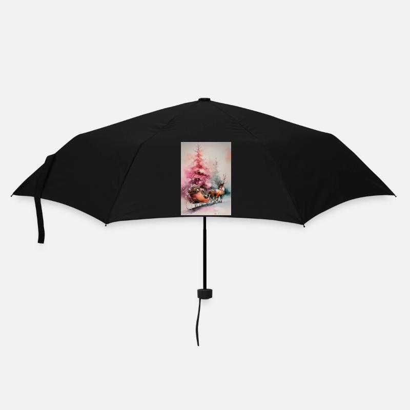Pastel Christmas Sleigh - Umbrella (small) - black