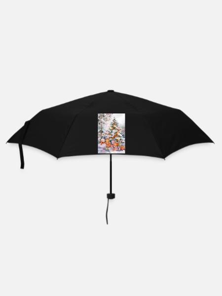 Magischer Winter: Baum und Geschenke - Regenschirm (klein) - Schwarz