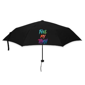 Feel My Touch Texte Coloré Peinture Imprimé - Parapluie standard - noir - Devant