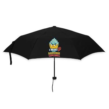 I Brake for Suspicious Cupcakes – Backhumor - Regenschirm (klein) - Schwarz - Vorne