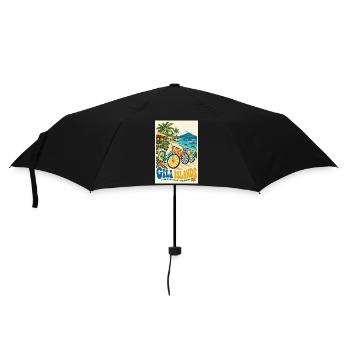 Erleben Sie Gili Islands Indonesien Retro Tropical - Regenschirm (klein) - Schwarz - Vorne