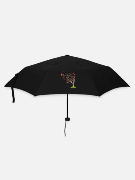 Baum des Lebens und Schmetterling - Regenschirm (klein) - Schwarz